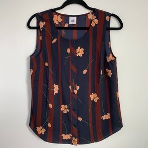 NWOT Cabi navy striped floral shirt small